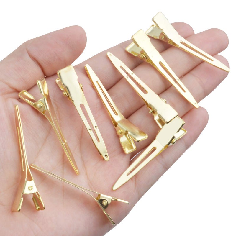 BronaGrand Hair Clips, 100pcs 4.5cm Single Prong Clips Gold Curl Pins Duckbill Section Clips for Hair Extensions Styling Crafting - Image 5